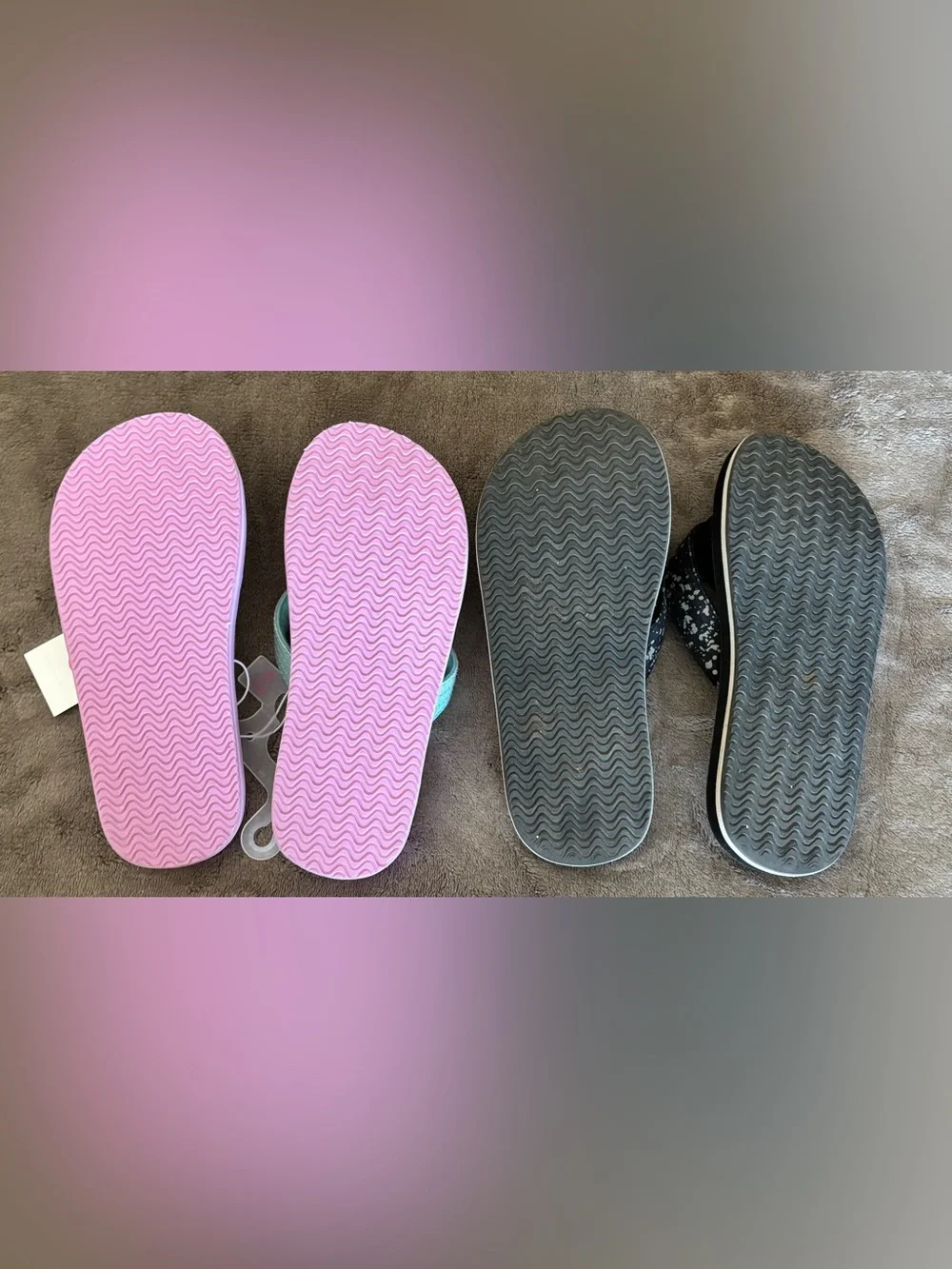 Cat & Jack Kids Lavendar/Mint and Black Flip Flop Bundle